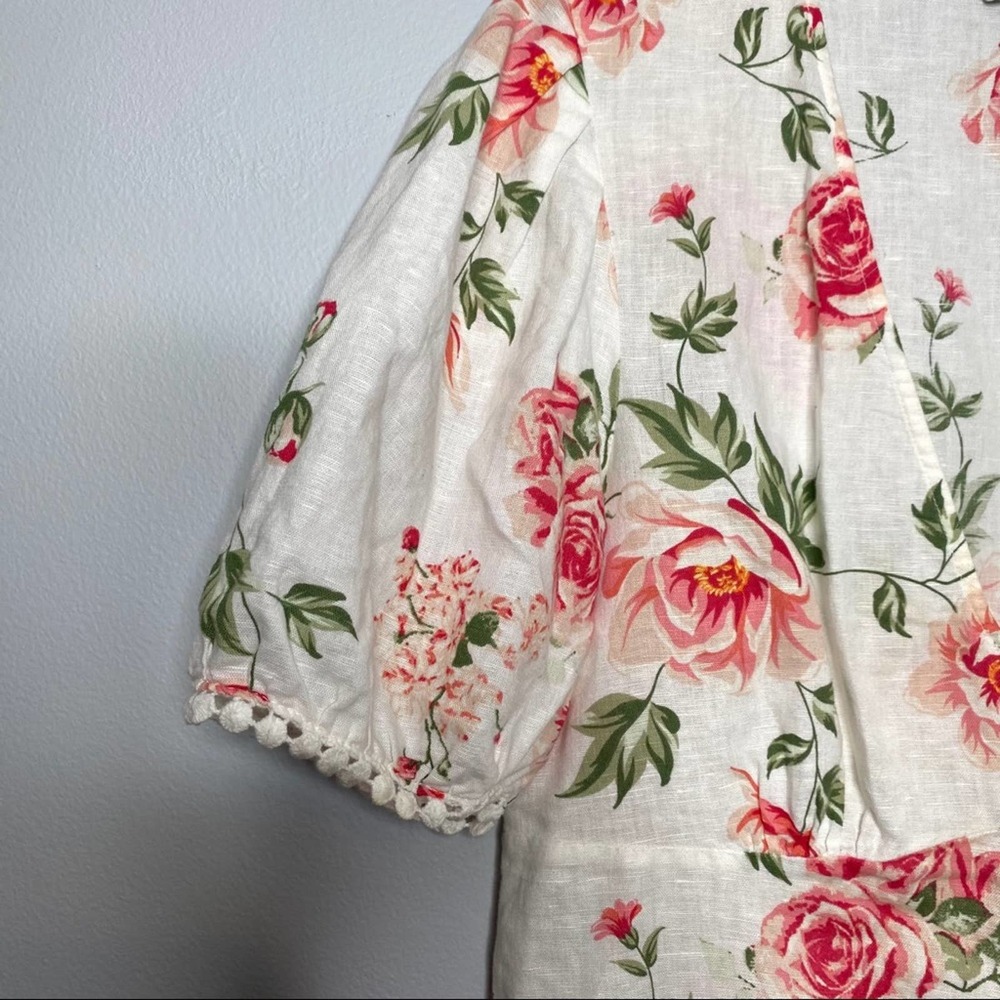 Zara Linen Button Front Floral Mini Dress - Picture 5 of 7